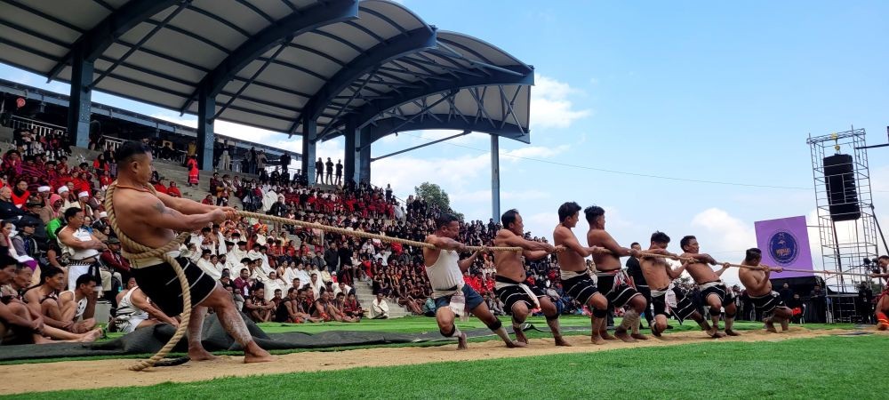 Participants of tug of war competition on December 5 at Kisama. (Morung Photo)